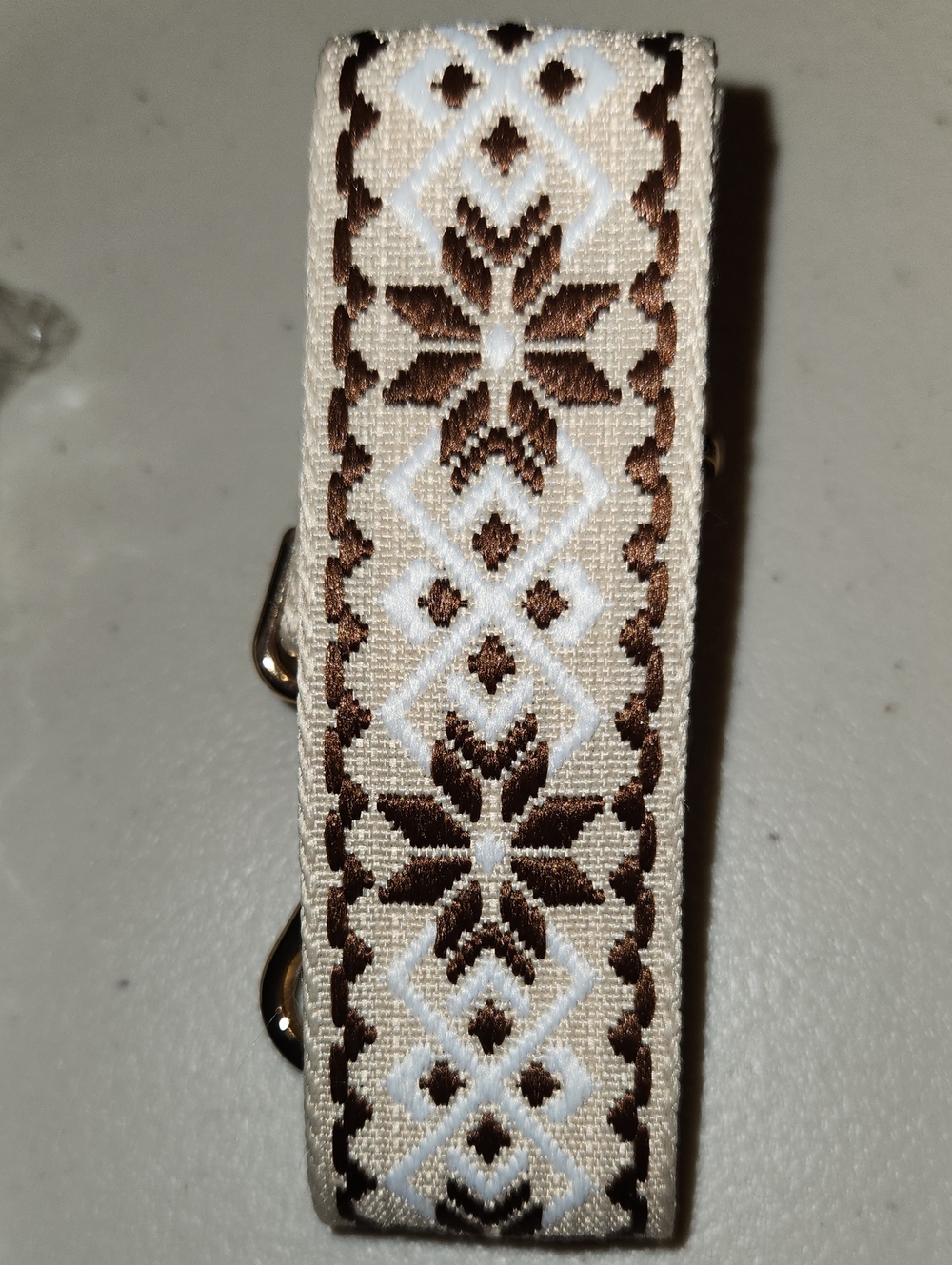 NEW Brown/White/Khaki Star print crossbody Guitar Strap -Gold hardware